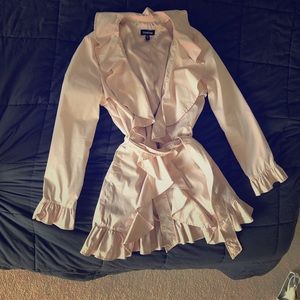 Blush Bebe ruffled dress coat XS